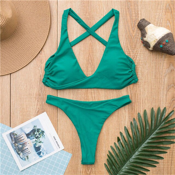 Plush Front Knot Bikini Set