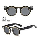 Round Steam Punk Flip Up Sunglasses