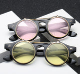 Round Steam Punk Flip Up Sunglasses