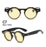 Round Steam Punk Flip Up Sunglasses