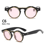 Round Steam Punk Flip Up Sunglasses