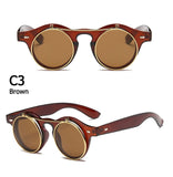 Round Steam Punk Flip Up Sunglasses